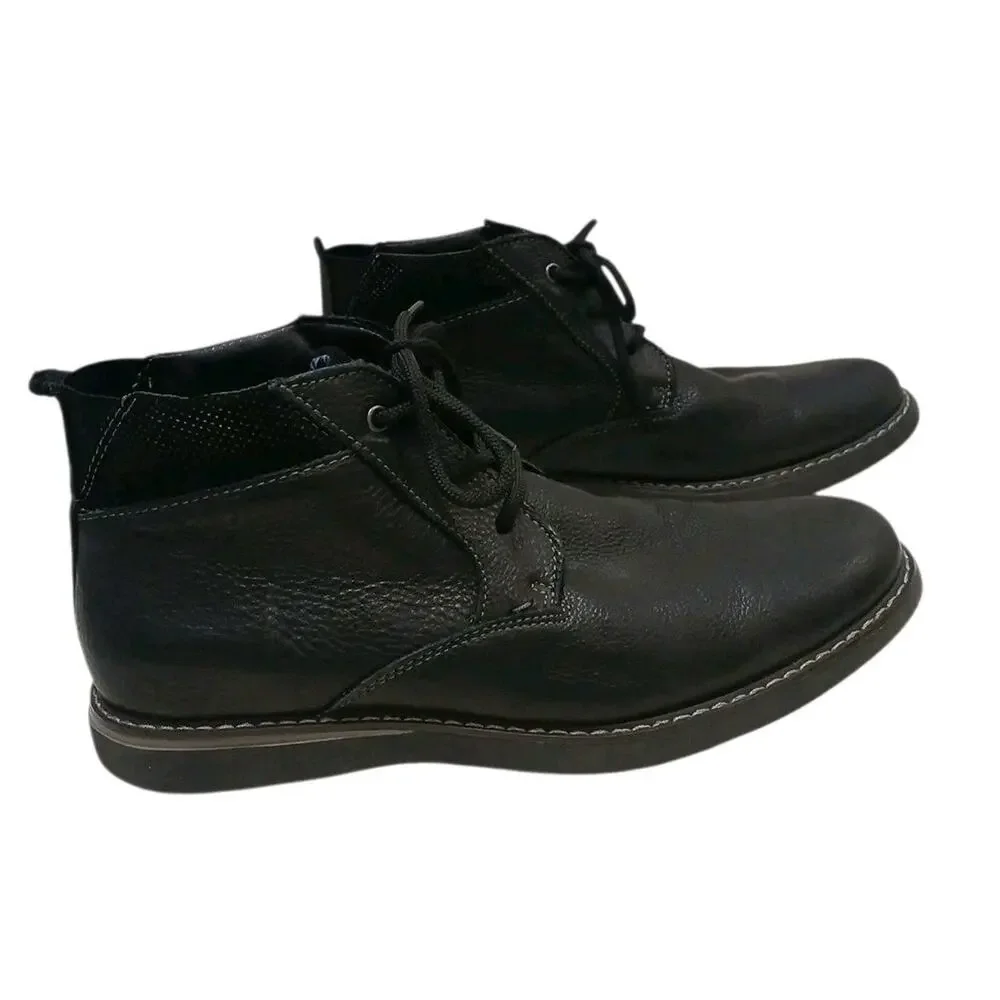 Nunn Bush Bayridge Plain Toe Chukka Boot Sz 10W Black Leather Tumbled‎ 84928-001